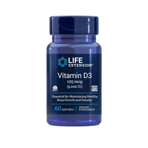 Life Extension - Vitamin D3 125 µg (5000 IU), 60 mehkih kapsul