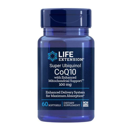 Super Ubiquinol CoQ10 100 mg, s podporo za mitohondrije, 60 mehkih gelov