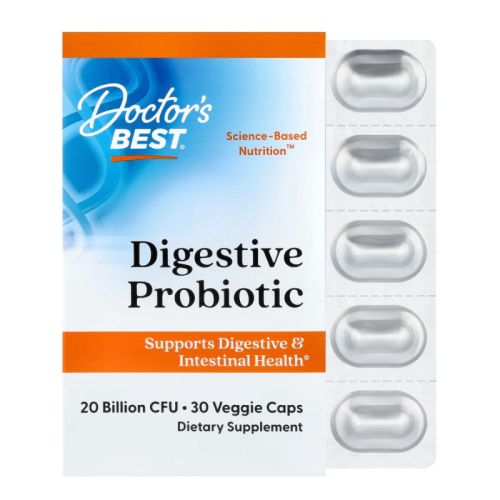 Doctor's Best Digestive Probiotic s HOWARU – 30 veganskih kapsul s 20 milijardami CFU in 6 sevi probiotičnih bakterij