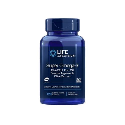 Life Extension - Super Omega-3 EPA/DHA ribje olje, sezamovi lignani in oljčni ekstrakt, 120 enterično prevlečenih mehkih kapsul