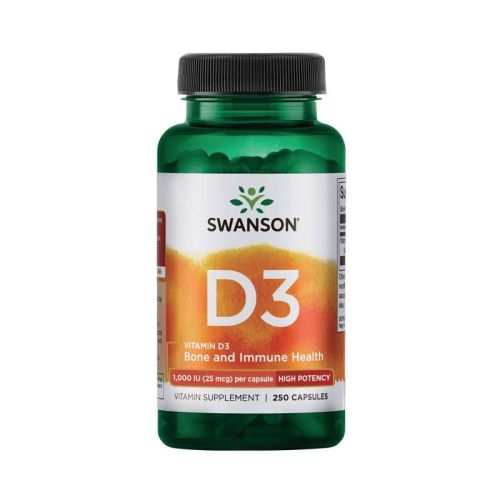 Swanson Vitamin D3, 1000 IU, 25mcg, 250 kapsul